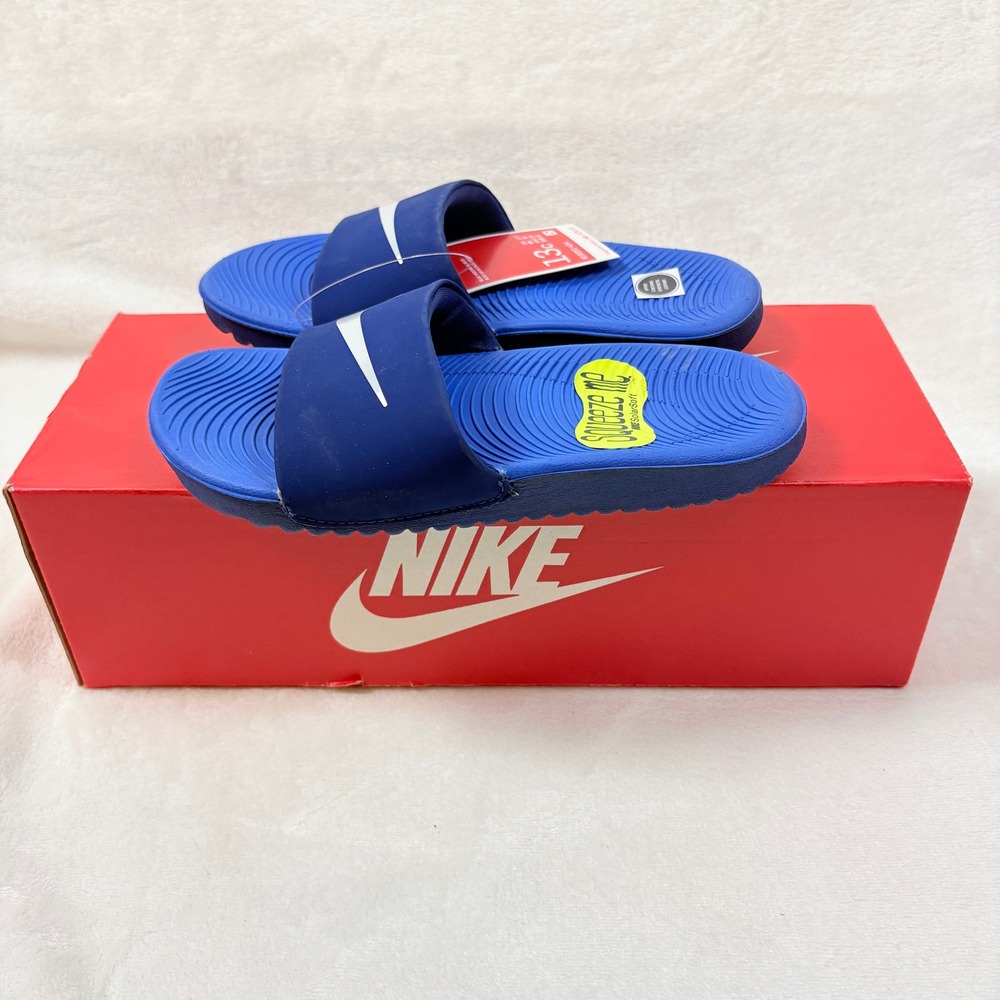 Nike Kawa Slide Kids Sz 13 C Blue Void Sandals 819352-404 New in Box - Picture 2 of 11